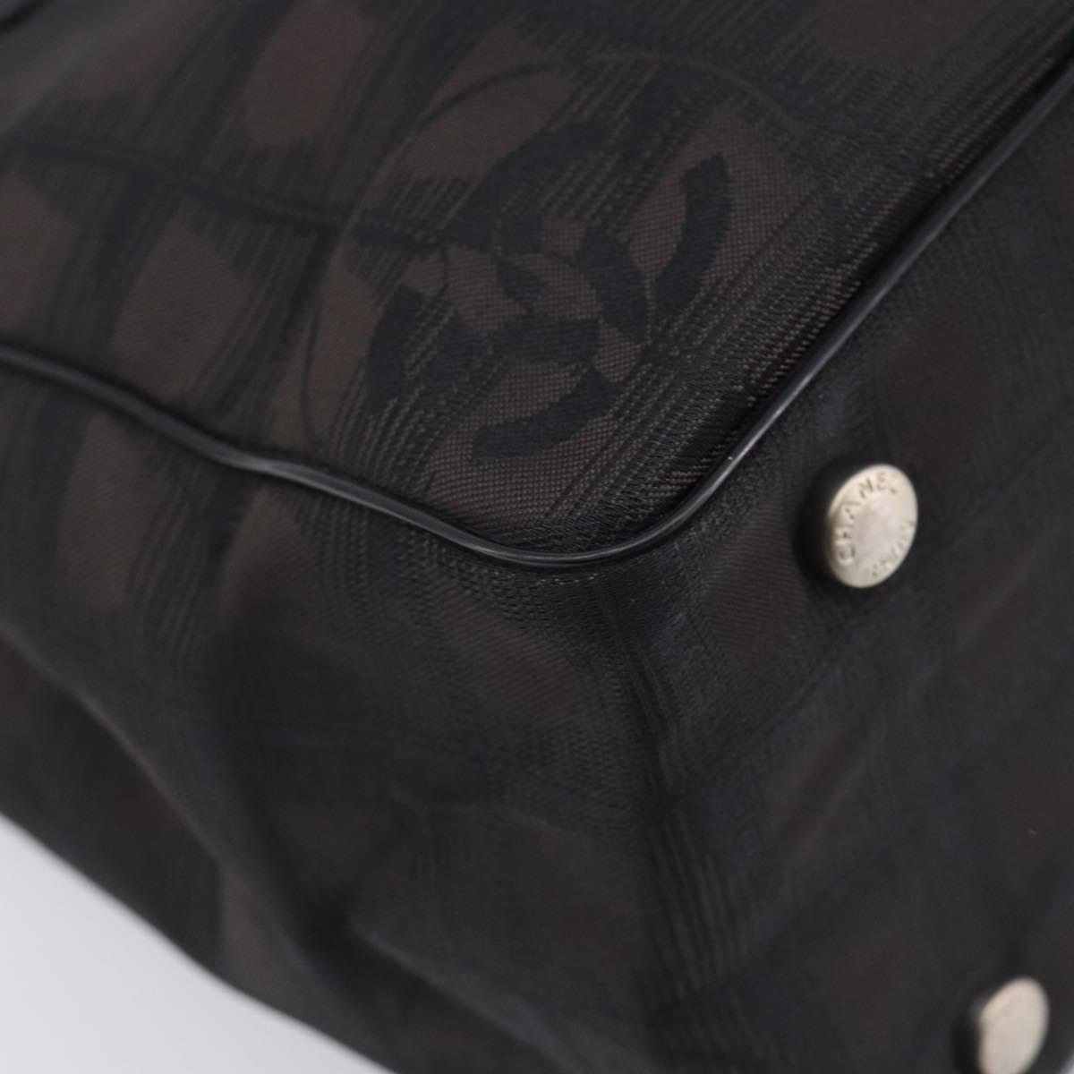 CHANEL New Travel Line Tote PM Bag Canvas Black CC Auth am12945V