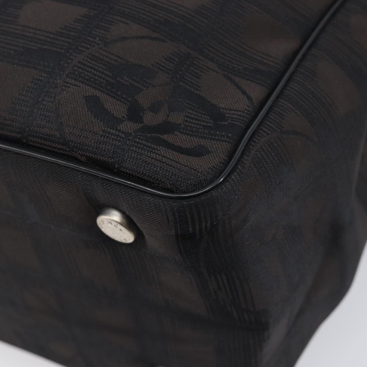 CHANEL New Travel Line Tote PM Bag Canvas Black CC Auth am12945V
