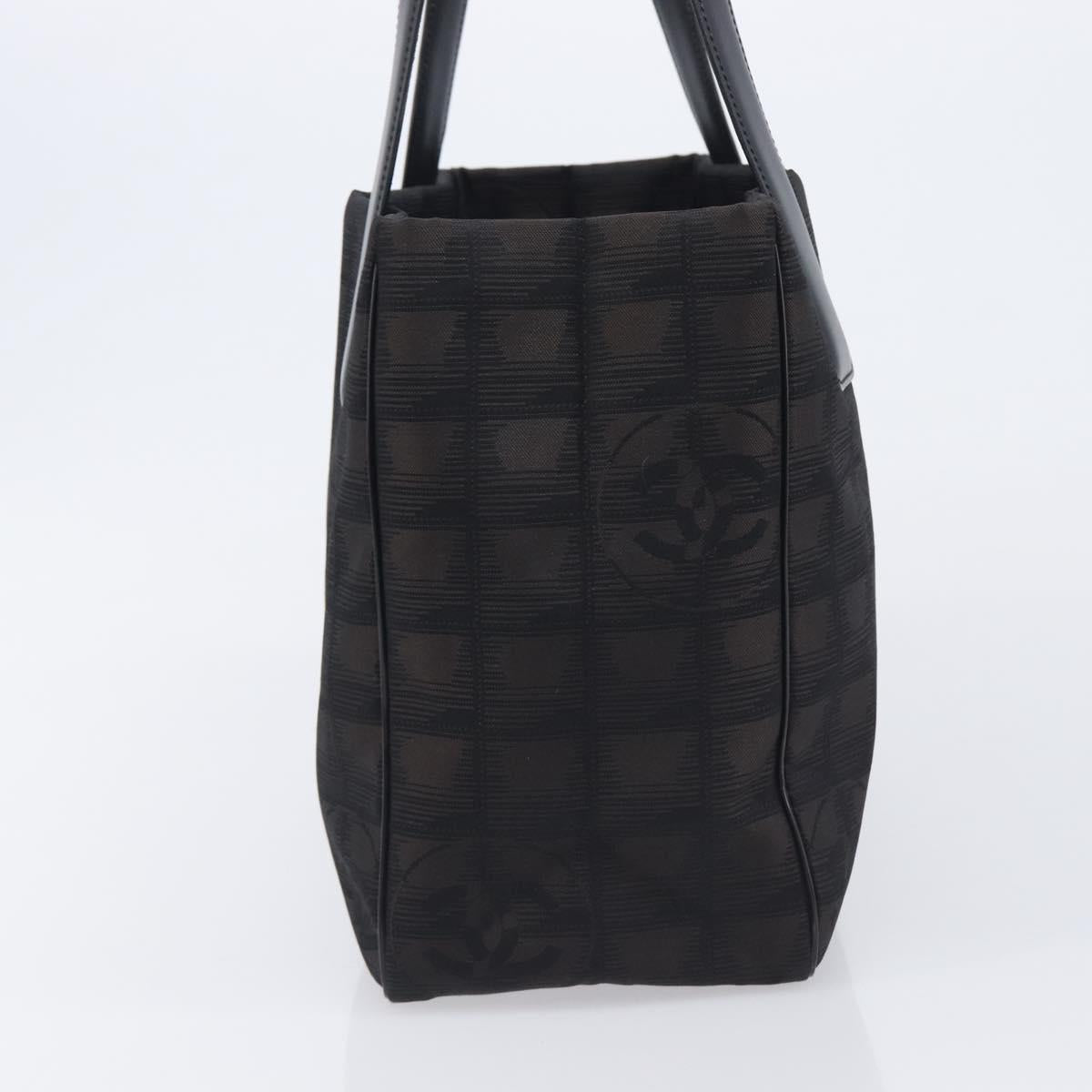 CHANEL New Travel Line Tote PM Bag Canvas Black CC Auth am12945V