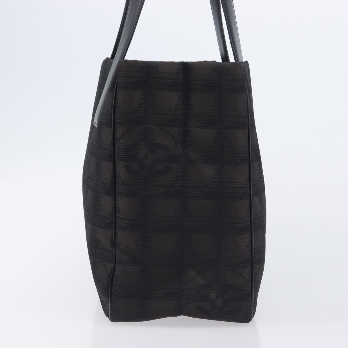 CHANEL New Travel Line Tote PM Bag Canvas Black CC Auth am12945V