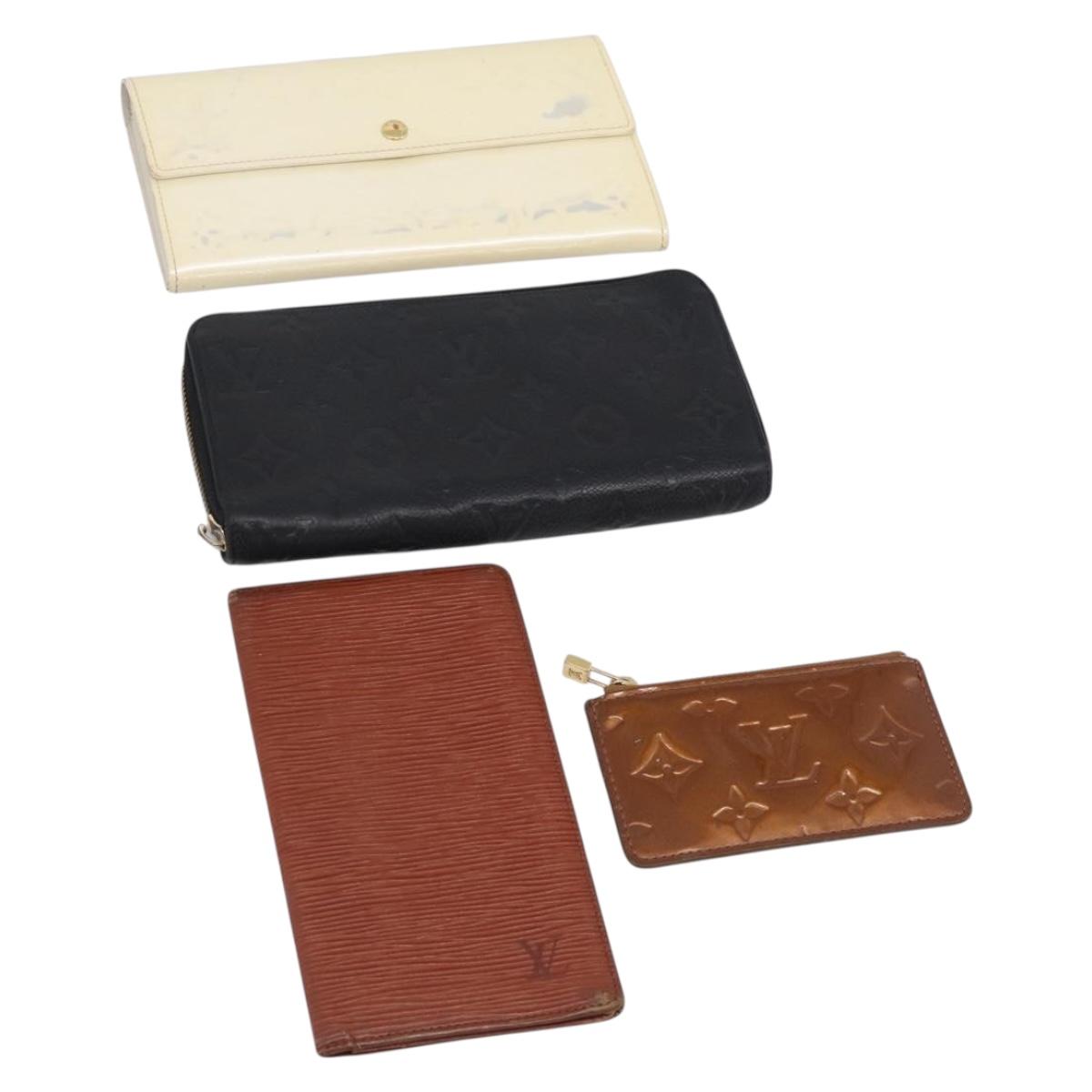LOUIS VUITTON Vernis Epi Wallet Leather Patent leather 4 Set LV Auth am12955