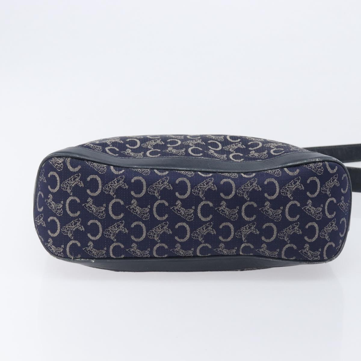 CELINE C Sulky Shoulder Bag Canvas Navy Gold Auth am12958