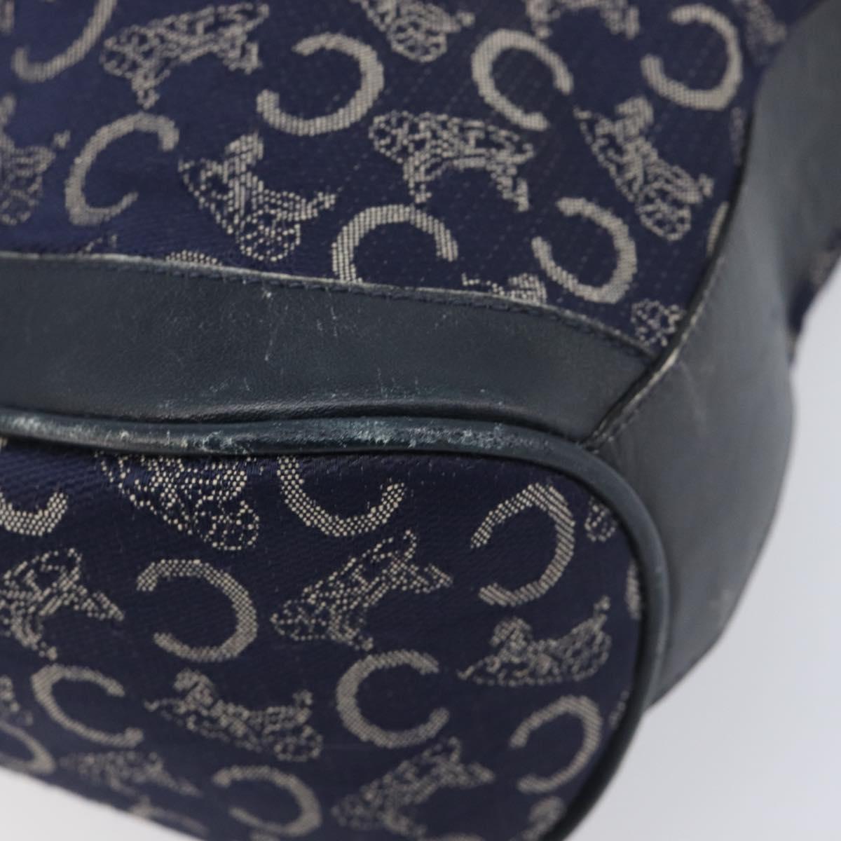 CELINE C Sulky Shoulder Bag Canvas Navy Gold Auth am12958
