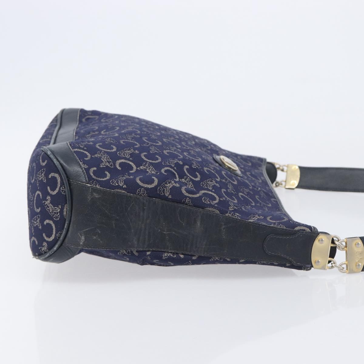 CELINE C Sulky Shoulder Bag Canvas Navy Gold Auth am12958
