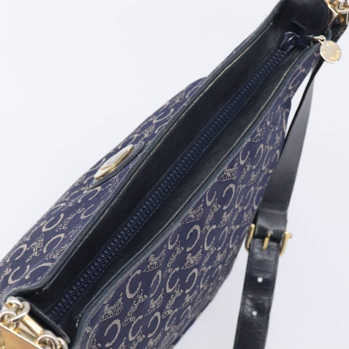 CELINE C Sulky Shoulder Bag Canvas Navy Gold Auth am12958