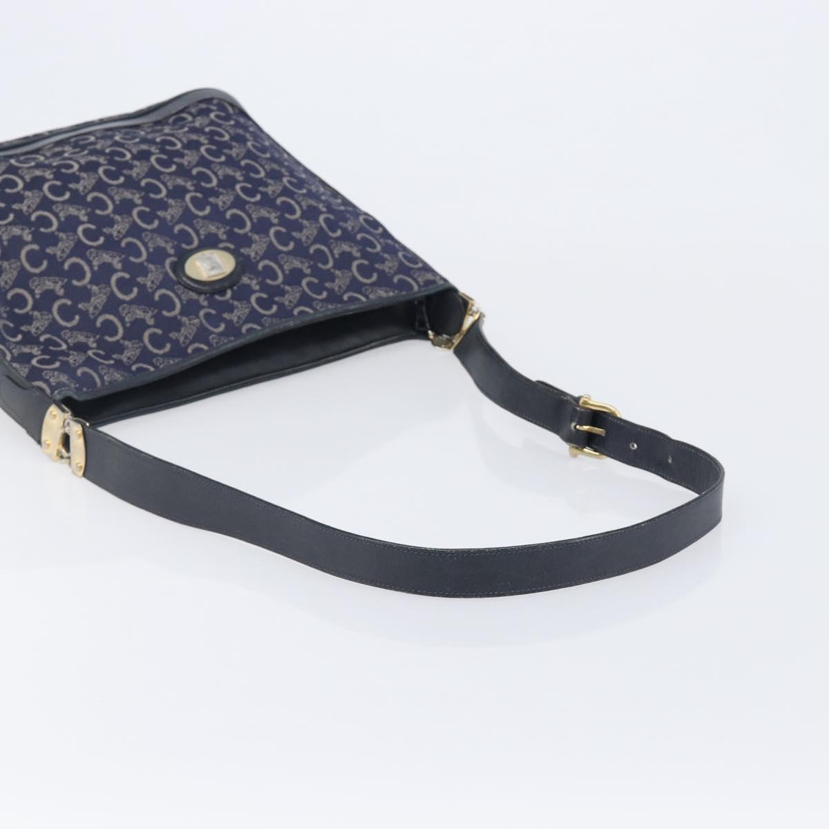 CELINE C Sulky Shoulder Bag Canvas Navy Gold Auth am12958