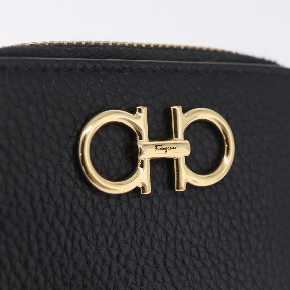 Salvatore Ferragamo Gancini Coin Purse Taurillon Leather Black Auth am12960V