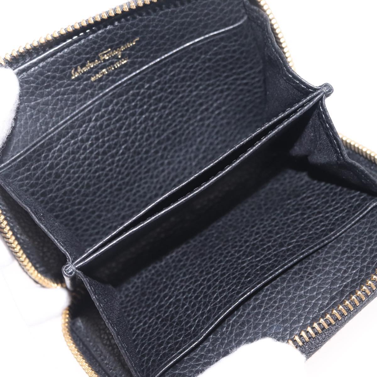 Salvatore Ferragamo Gancini Coin Purse Taurillon Leather Black Auth am12960V