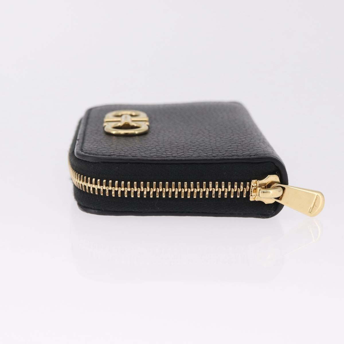 Salvatore Ferragamo Gancini Coin Purse Taurillon Leather Black Auth am12960V