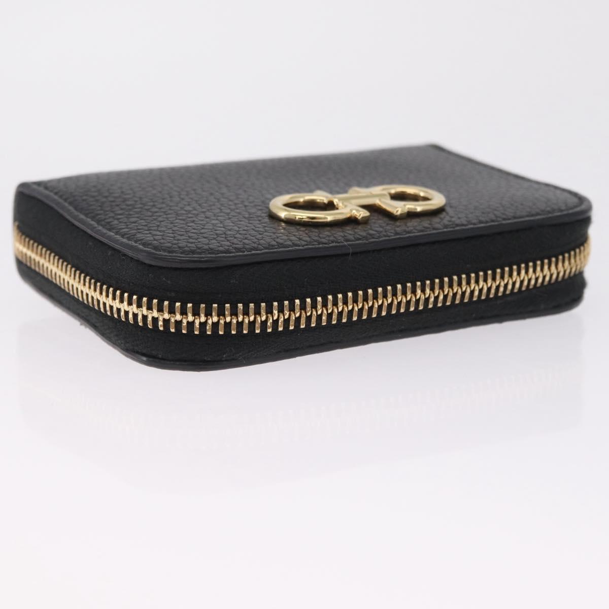Salvatore Ferragamo Gancini Coin Purse Taurillon Leather Black Auth am12960V