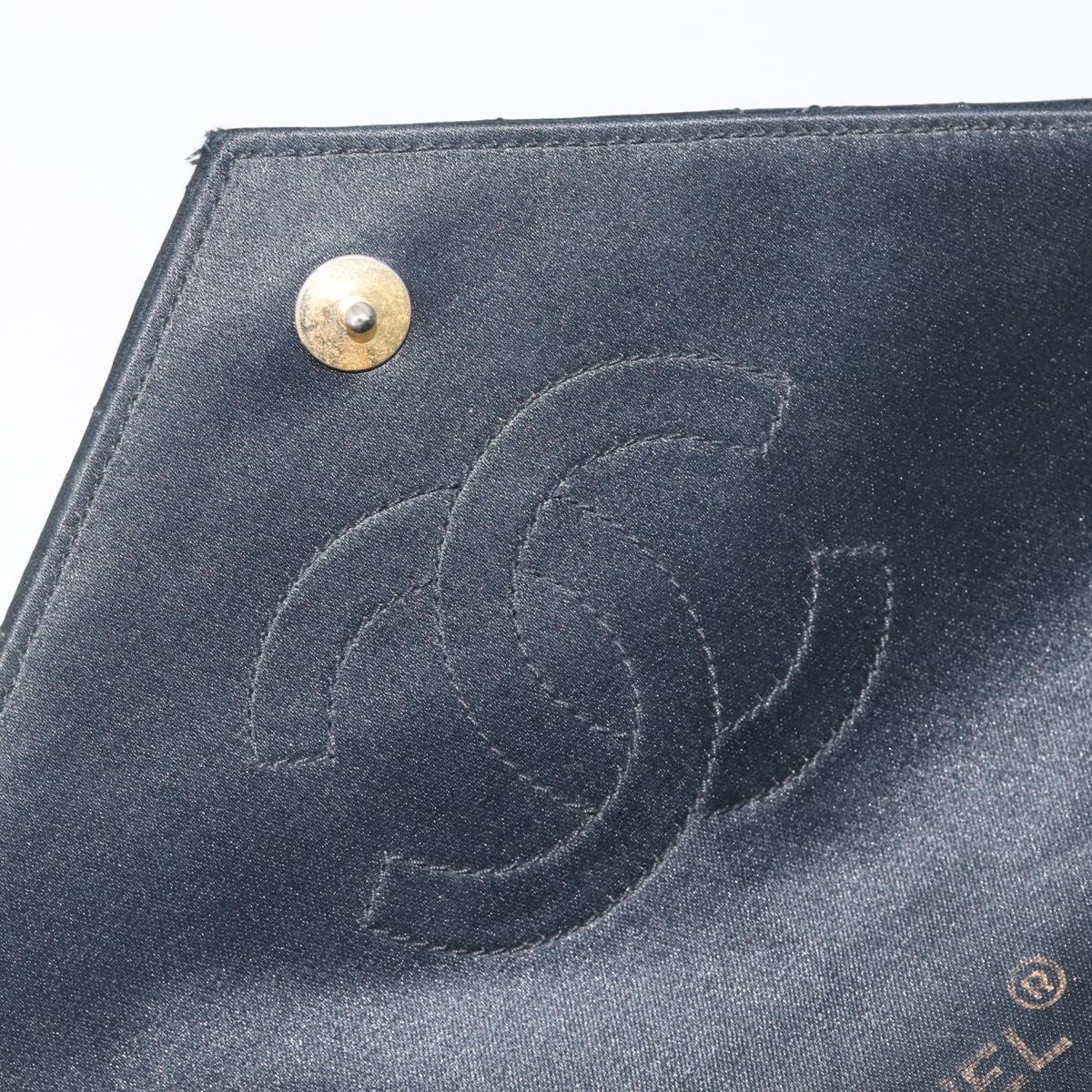 CHANEL Matelasse Decacoco Chain Shoulder Bag Satin Black Gold CC Auth am12961M