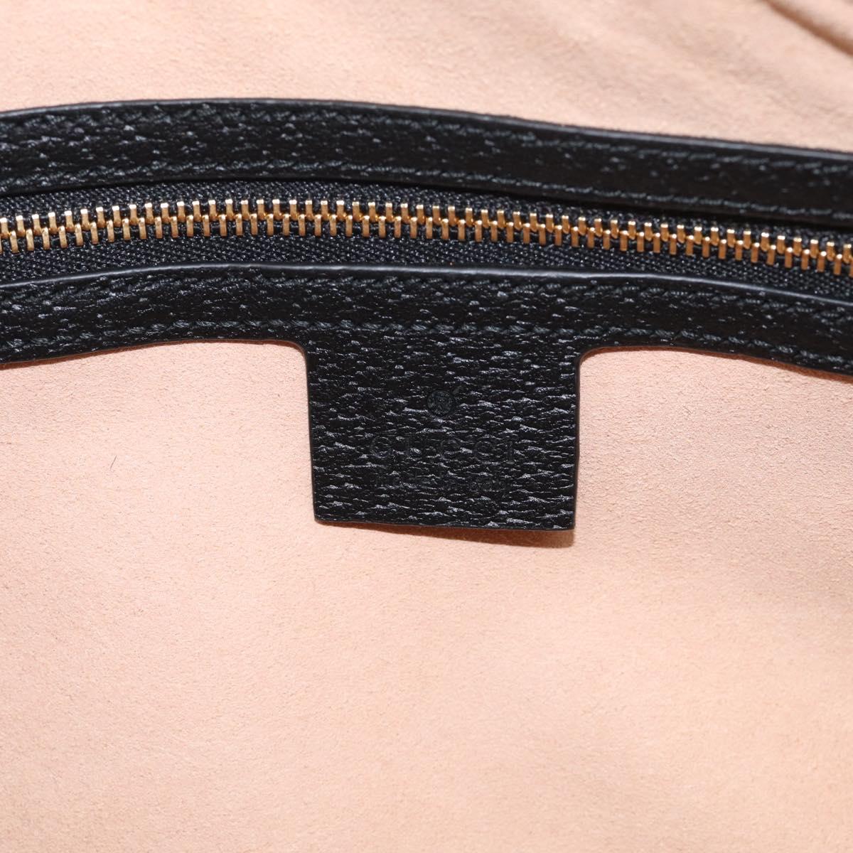 GUCCI Ophdia GG Sherry Line Boston Bag Leather 2way Black Gold Auth am12968M