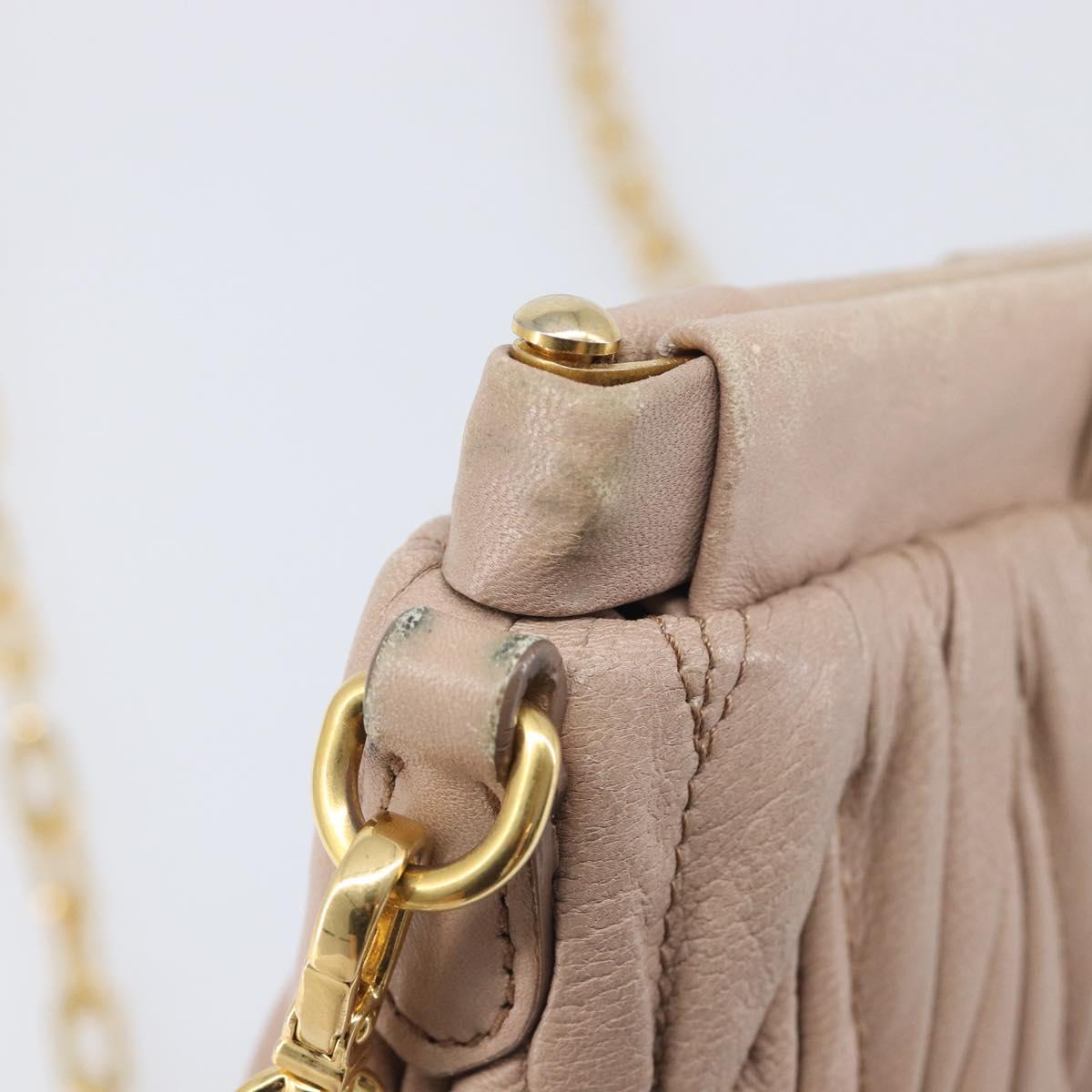 Miu Miu Matelasse Chain Shoulder Bag Leather Pink Gold RTC540 Auth am12975V