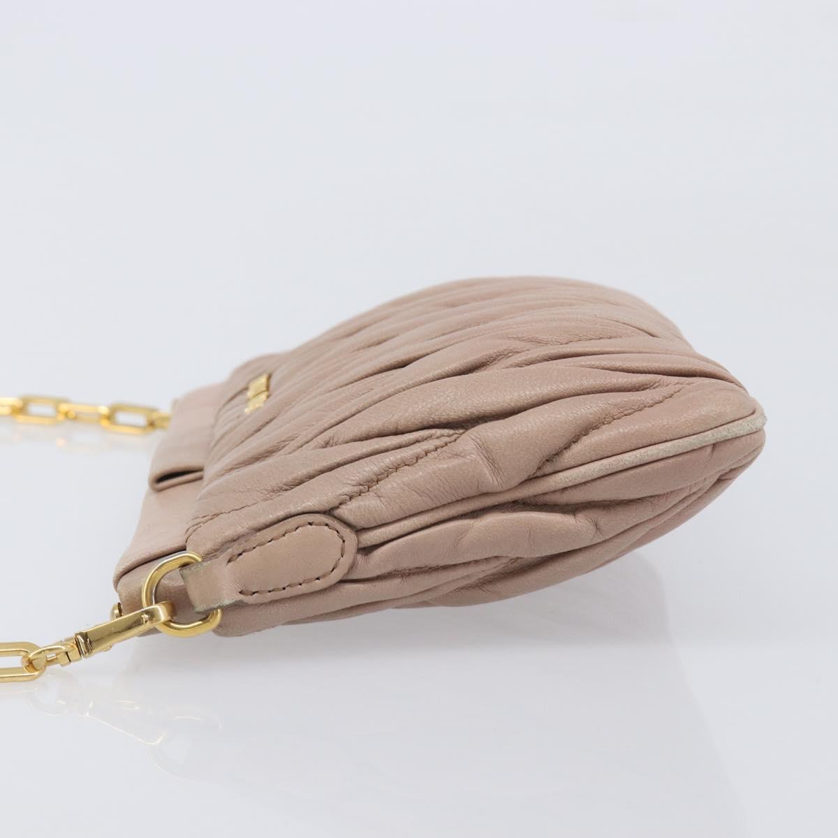 Miu Miu Matelasse Chain Shoulder Bag Leather Pink Gold RTC540 Auth am12975V