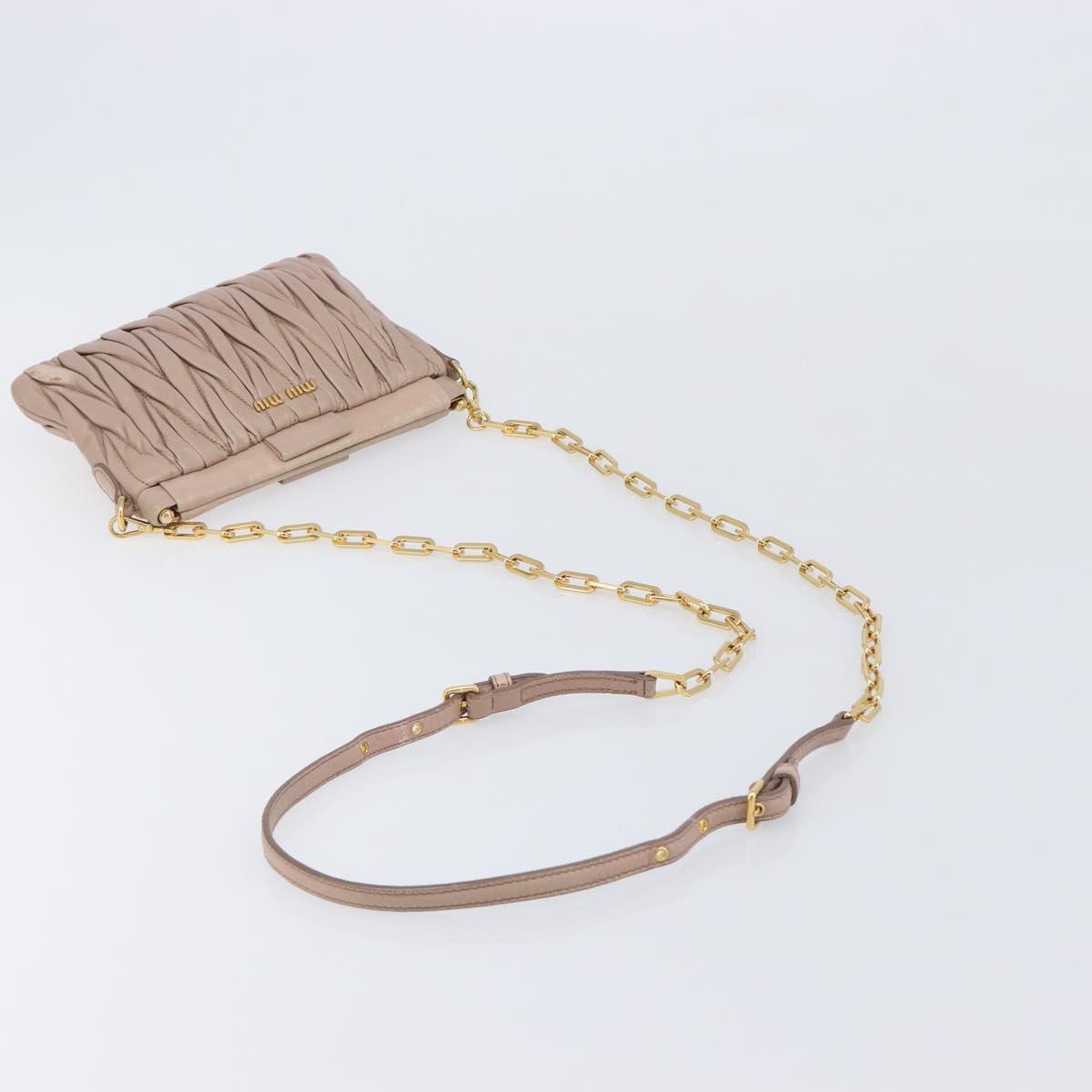 Miu Miu Matelasse Chain Shoulder Bag Leather Pink Gold RTC540 Auth am12975V