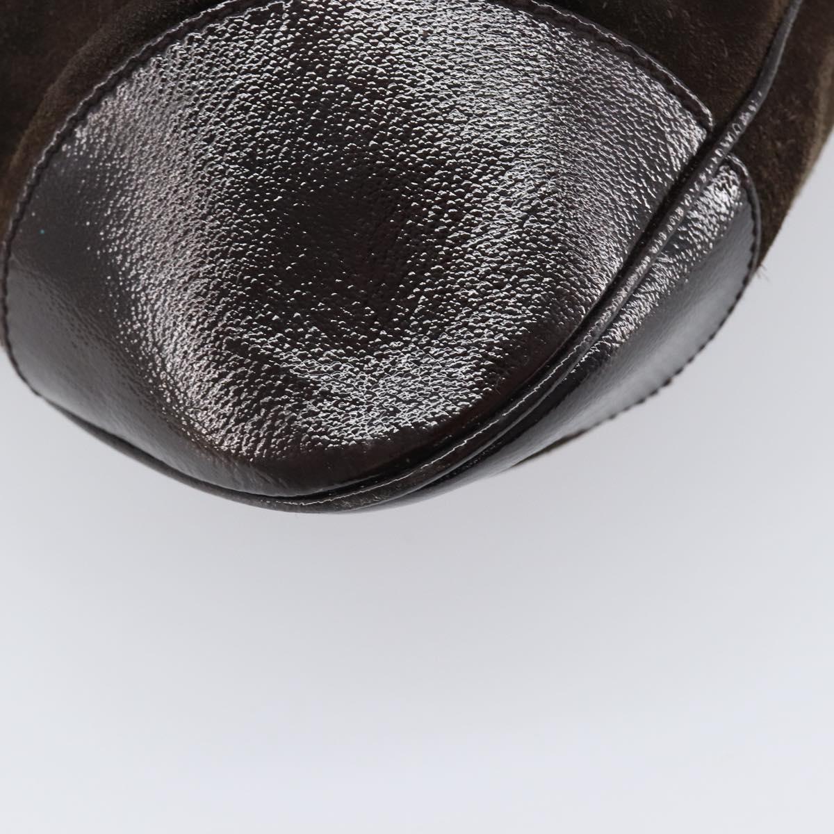 Salvatore Ferragamo Gancini Hand Bag Suede Brown Silver Auth am12981V