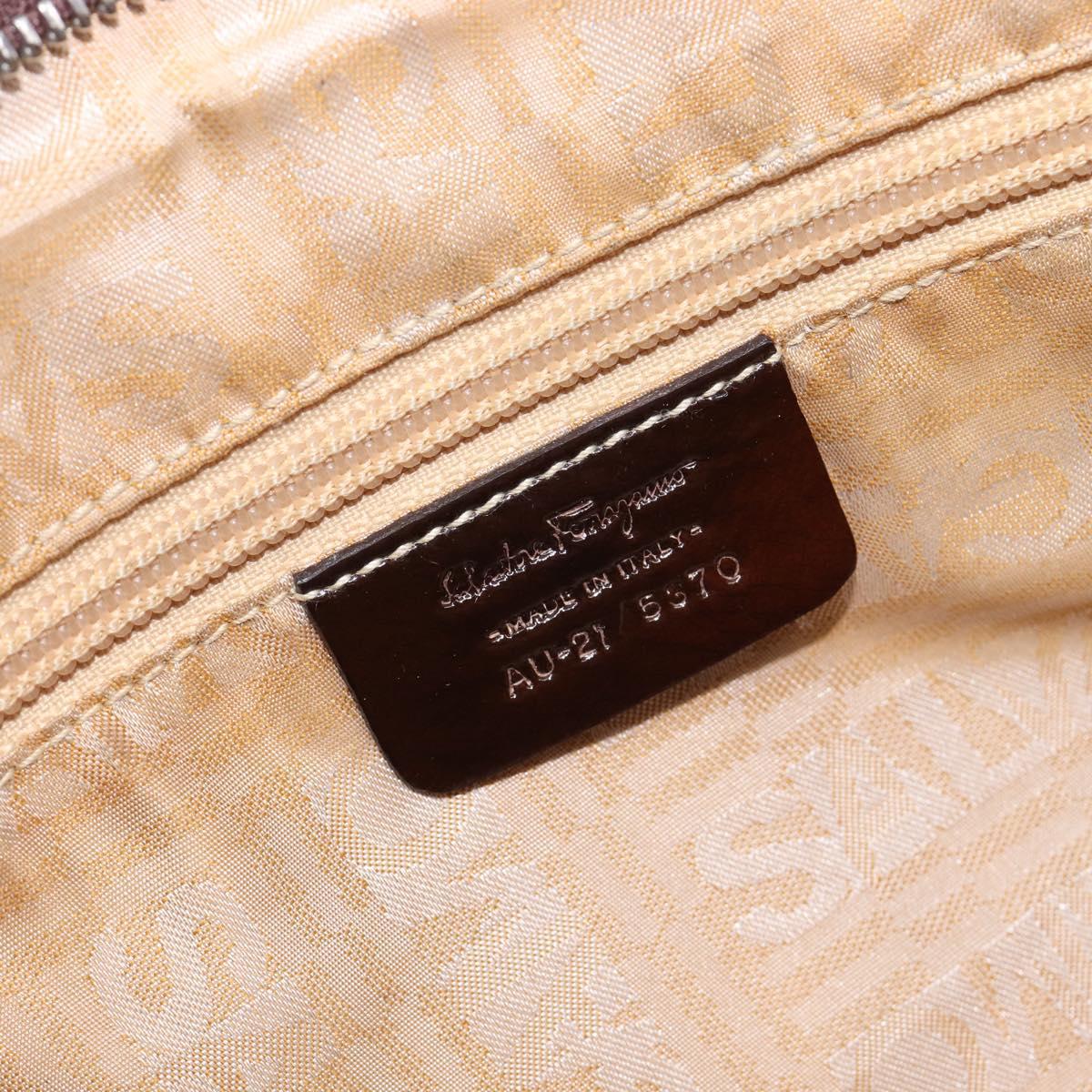 Salvatore Ferragamo Gancini Hand Bag Suede Brown Silver Auth am12981V