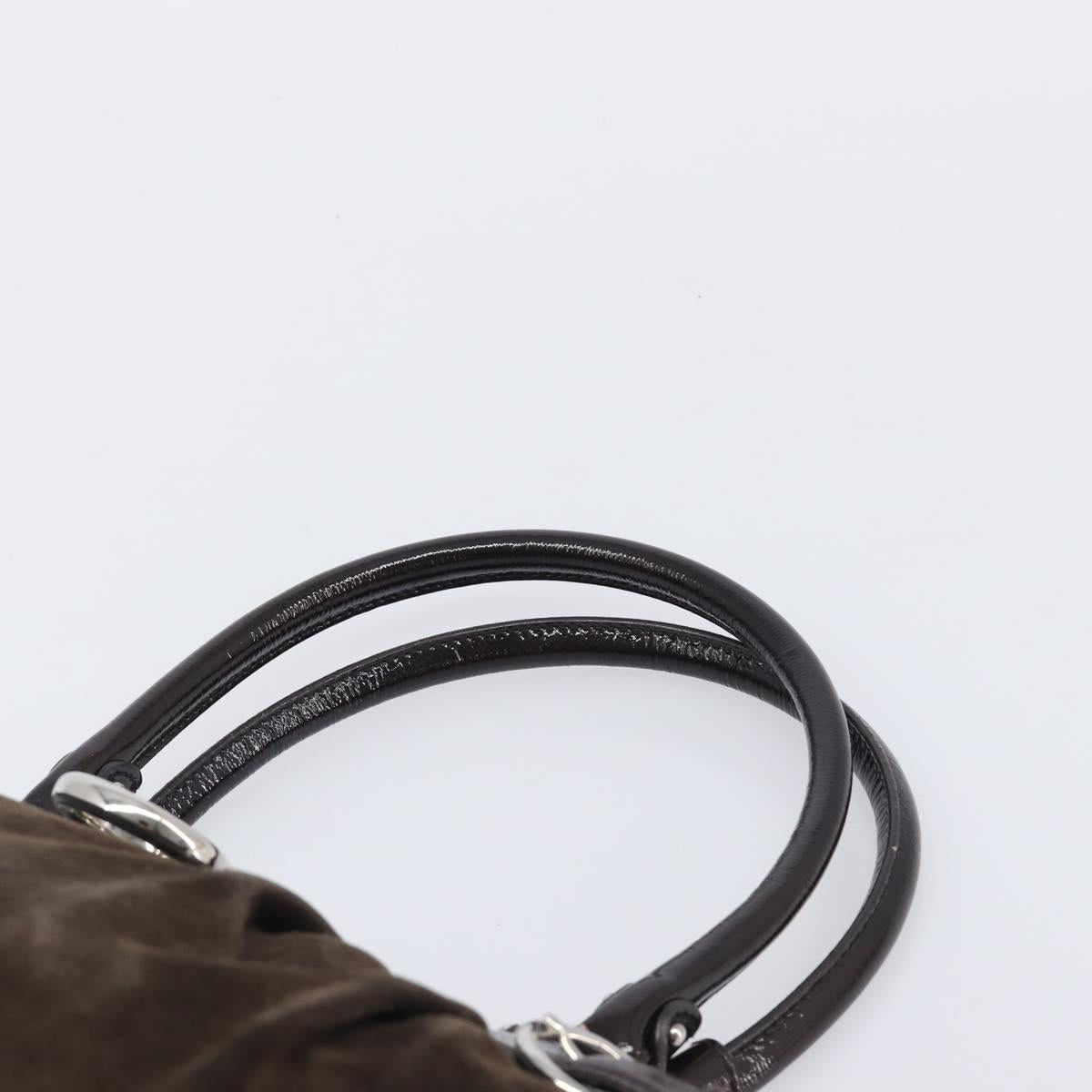 Salvatore Ferragamo Gancini Hand Bag Suede Brown Silver Auth am12981V