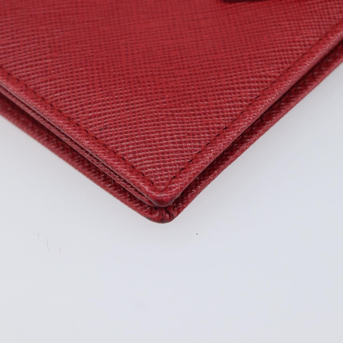 PRADA Bifold Wallet Saffiano leather Red Gold Auth am12983V