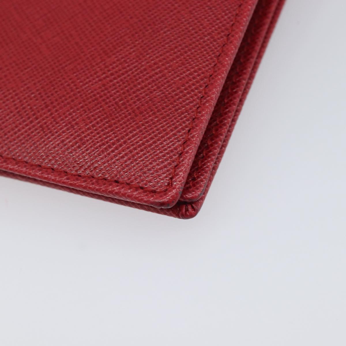 PRADA Bifold Wallet Saffiano leather Red Gold Auth am12983V