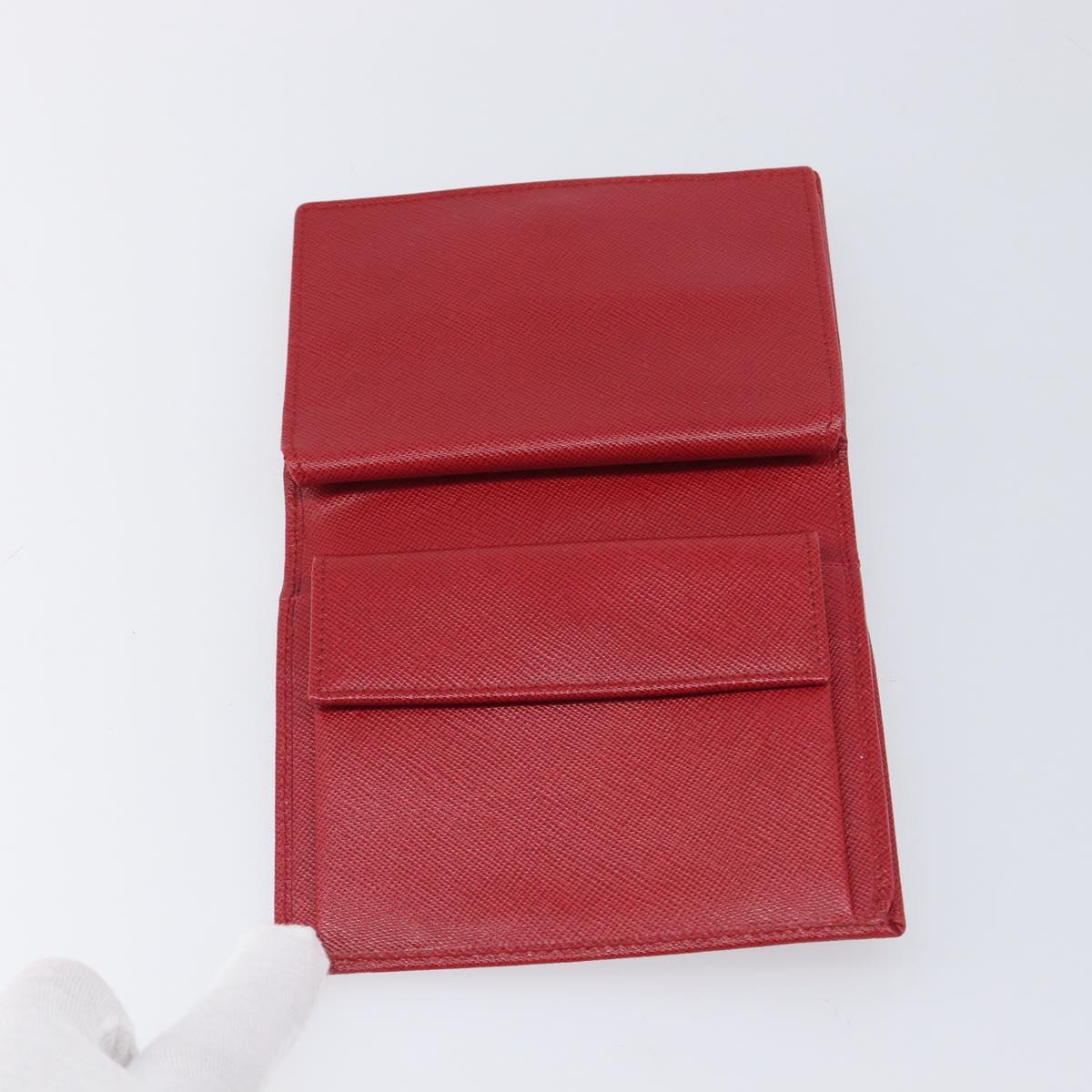 PRADA Bifold Wallet Saffiano leather Red Gold Auth am12983V