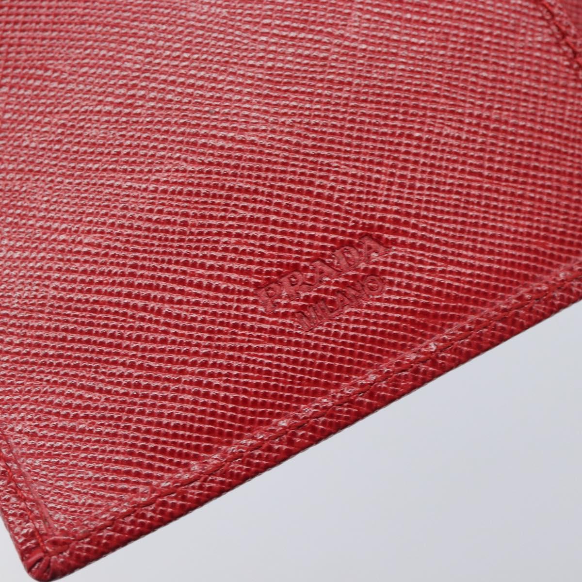 PRADA Bifold Wallet Saffiano leather Red Gold Auth am12983V