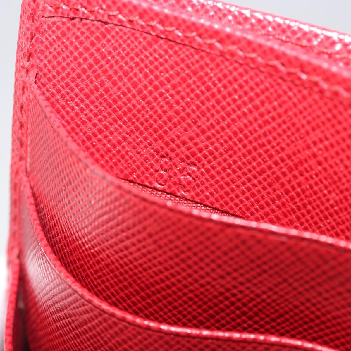 PRADA Bifold Wallet Saffiano leather Red Gold Auth am12983V