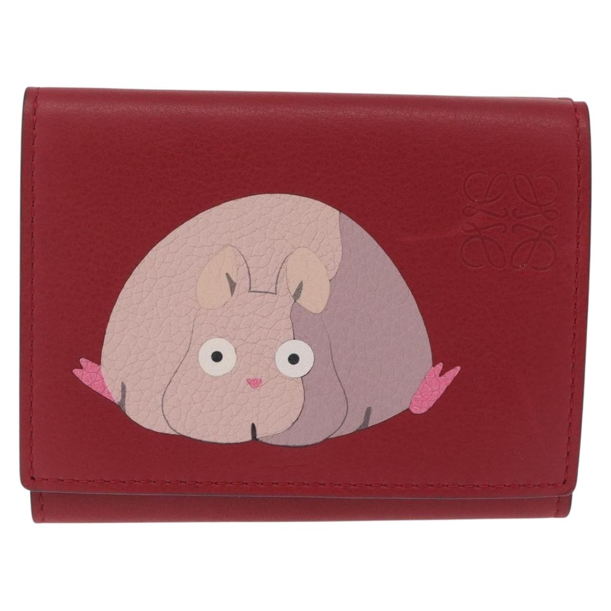 LOEWE Studio Ghibli Spirited Away Bo Mouse Wallet Leather Red Auth am12984SM