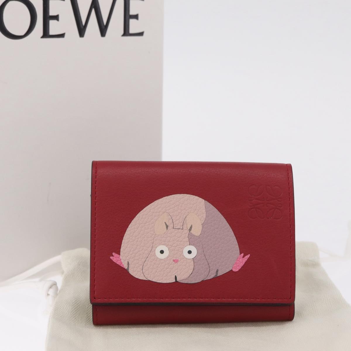 LOEWE Studio Ghibli Spirited Away Bo Mouse Wallet Leather Red Auth am12984SM
