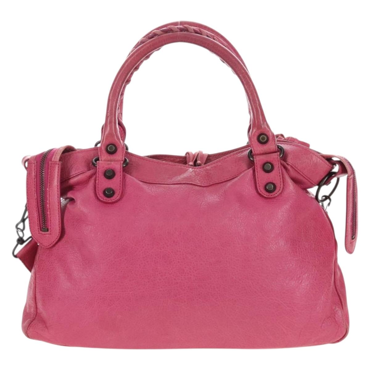 Balenciaga The Town Hand Bag Leather 2way Pink 240579 Auth am12986V