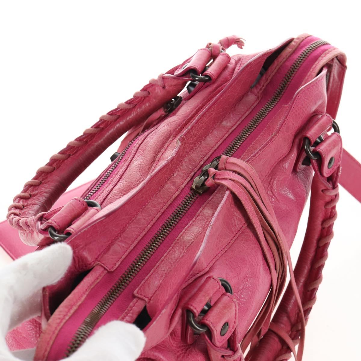 Balenciaga The Town Hand Bag Leather 2way Pink 240579 Auth am12986V