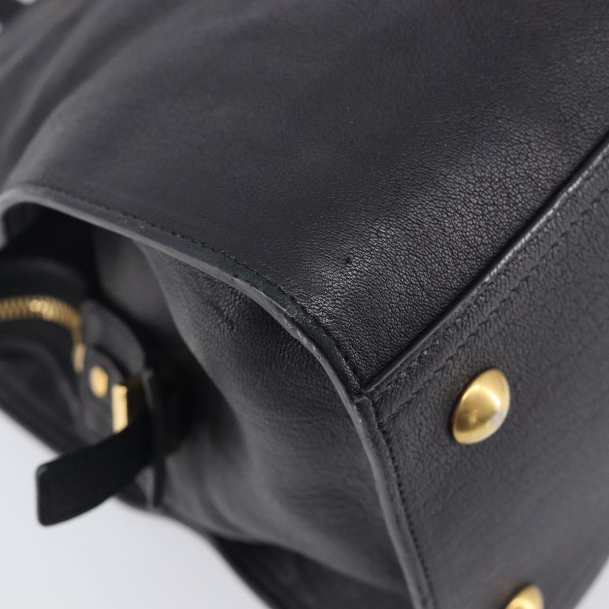 Saint Laurent Cabas Hand Bag Leather 2way Black Gold 311220 Auth am12987V