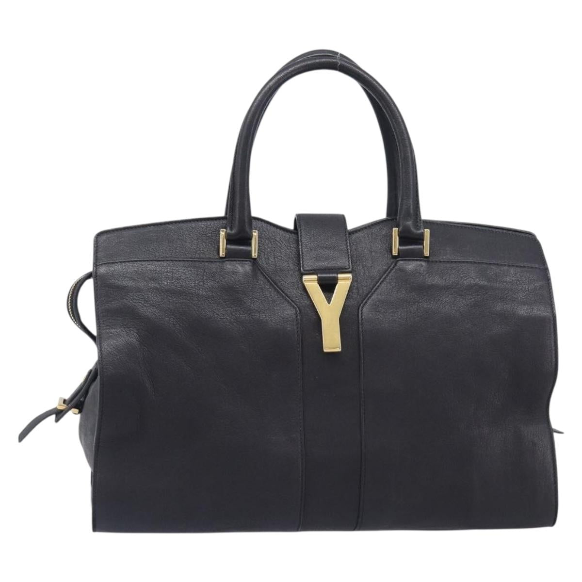 Saint Laurent Cabas Hand Bag Leather 2way Black Gold 311220 Auth am12987V