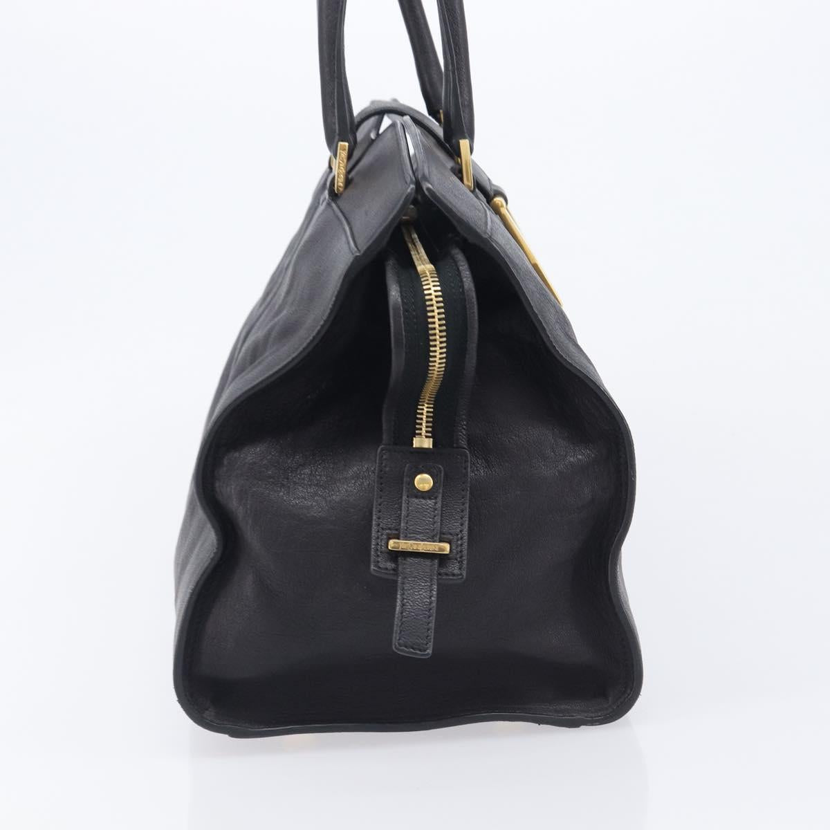 Saint Laurent Cabas Hand Bag Leather 2way Black Gold 311220 Auth am12987V