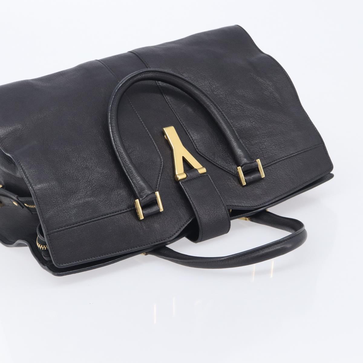 Saint Laurent Cabas Hand Bag Leather 2way Black Gold 311220 Auth am12987V