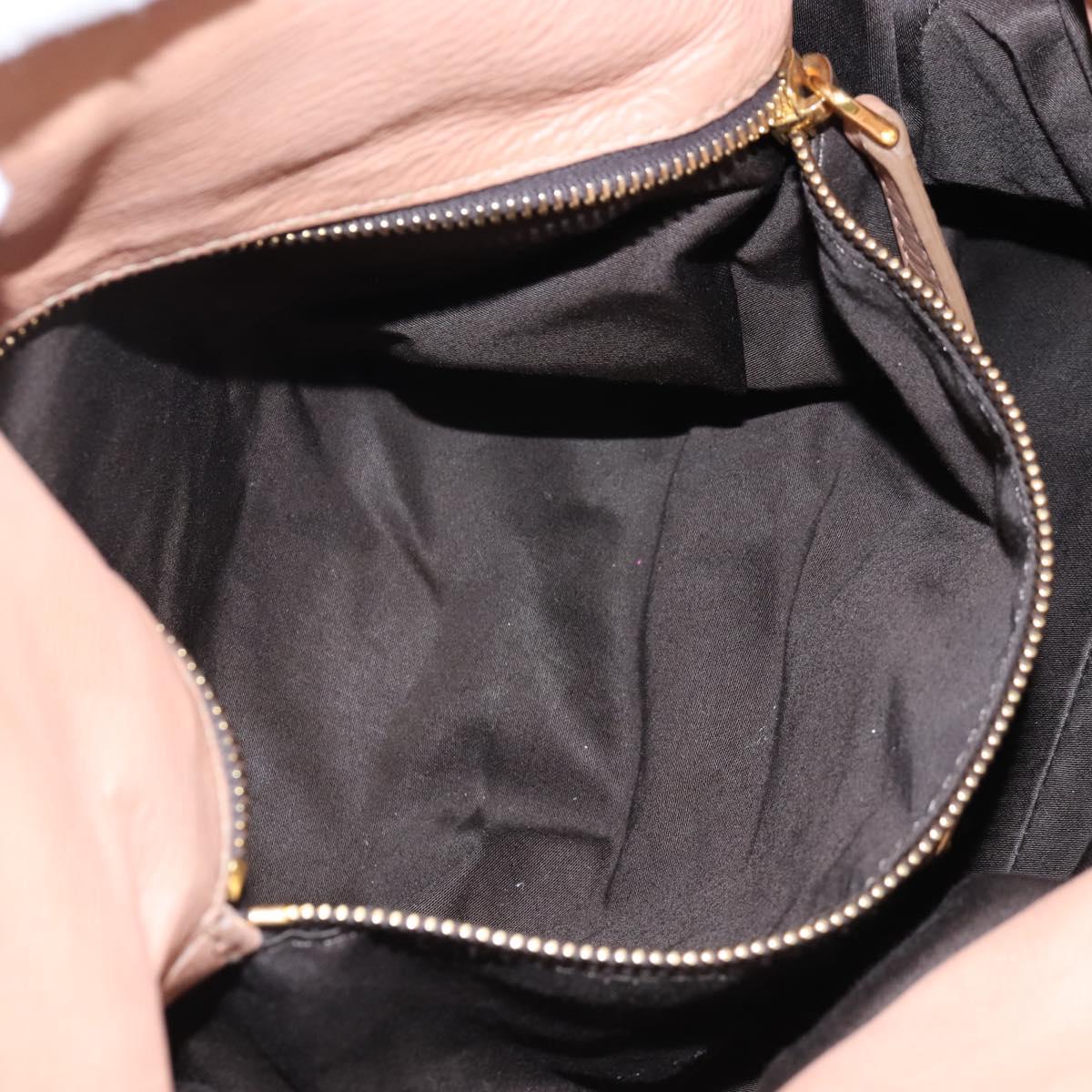 Miu Miu Side Ribbon Tote Bag Leather 2way Beige Gold Auth am12990V
