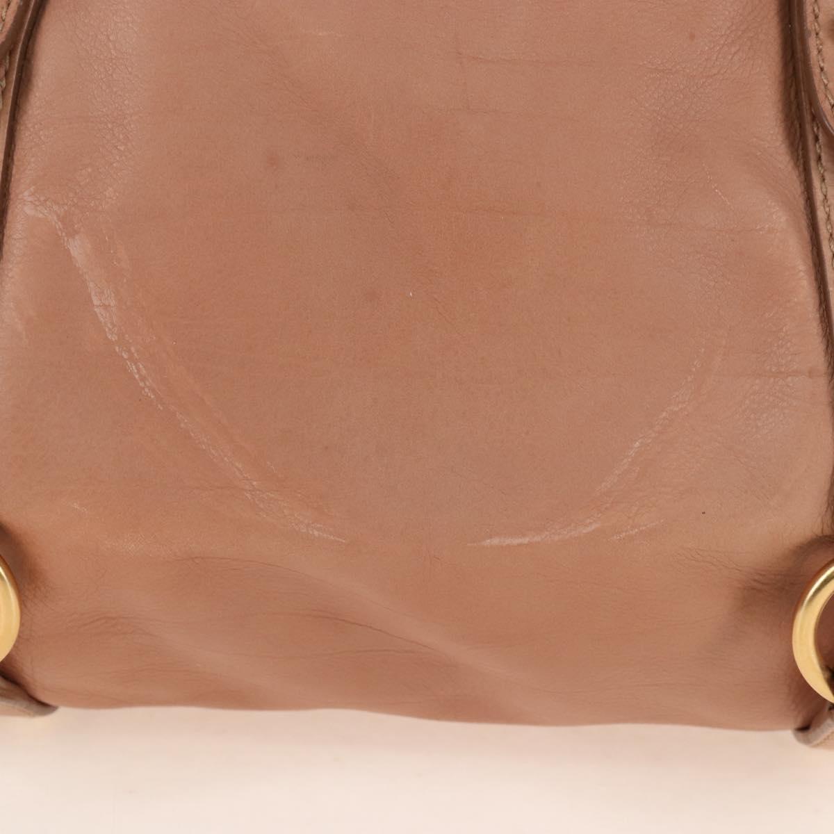 Miu Miu Side Ribbon Tote Bag Leather 2way Beige Gold Auth am12990V