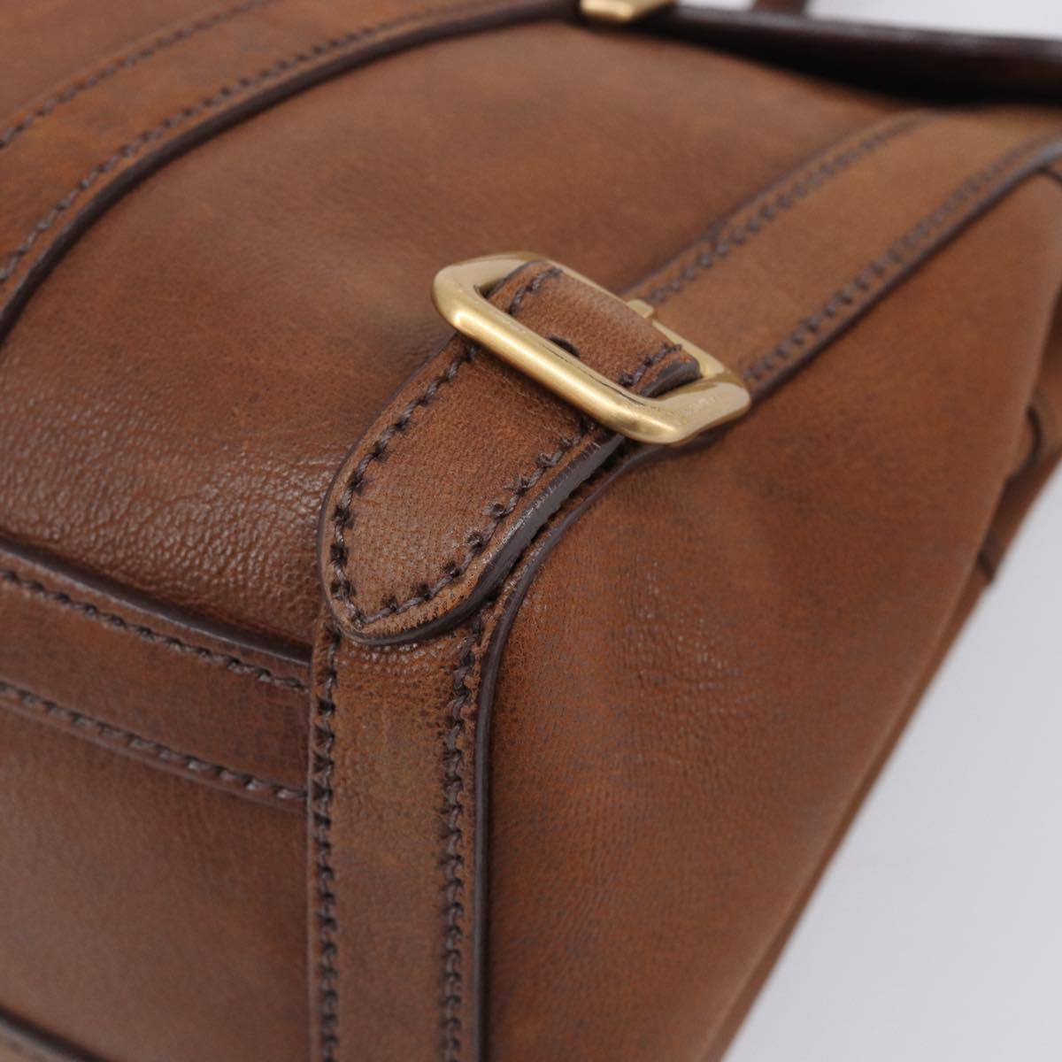 PRADA Tote Bag Leather Brown Gold BR3027 Auth am13004V