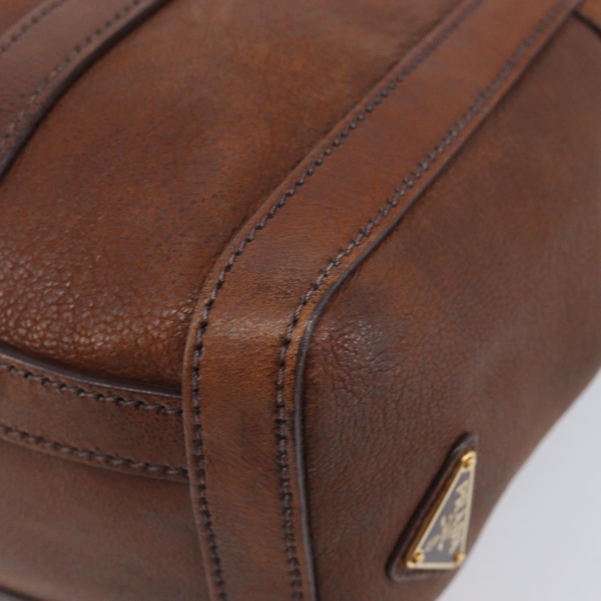 PRADA Tote Bag Leather Brown Gold BR3027 Auth am13004V