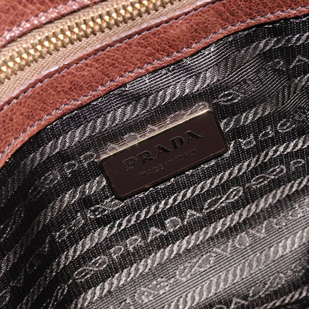 PRADA Tote Bag Leather Brown Gold BR3027 Auth am13004V