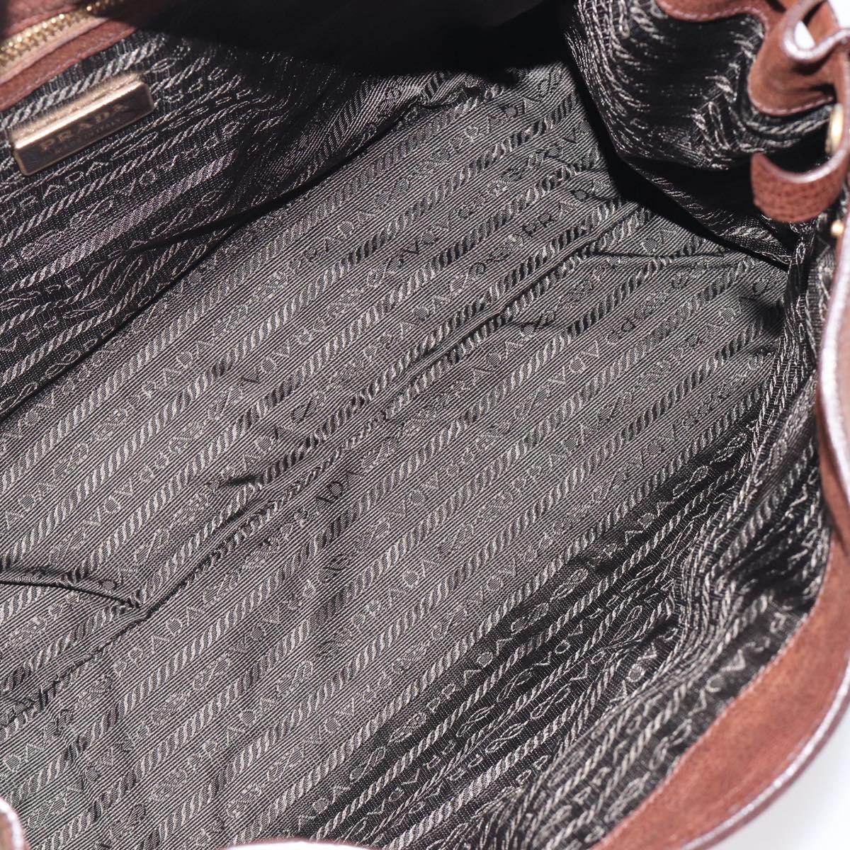 PRADA Tote Bag Leather Brown Gold BR3027 Auth am13004V