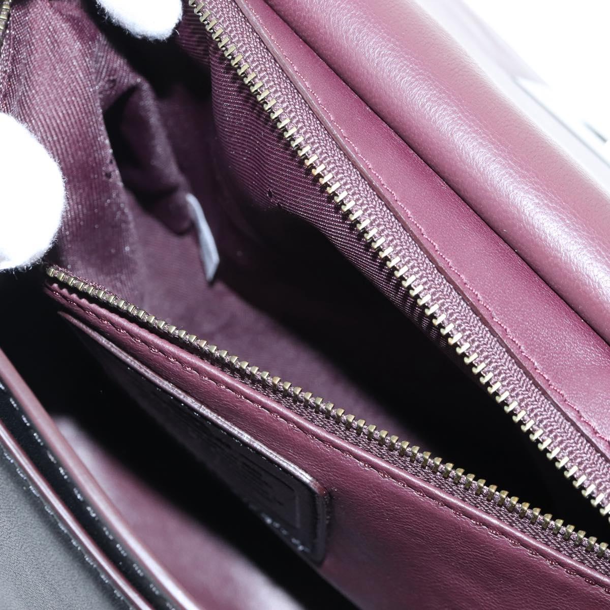 Coach Tea Rose Turn Lock Hand Bag Leather 2way Black Silver Auth am13006V