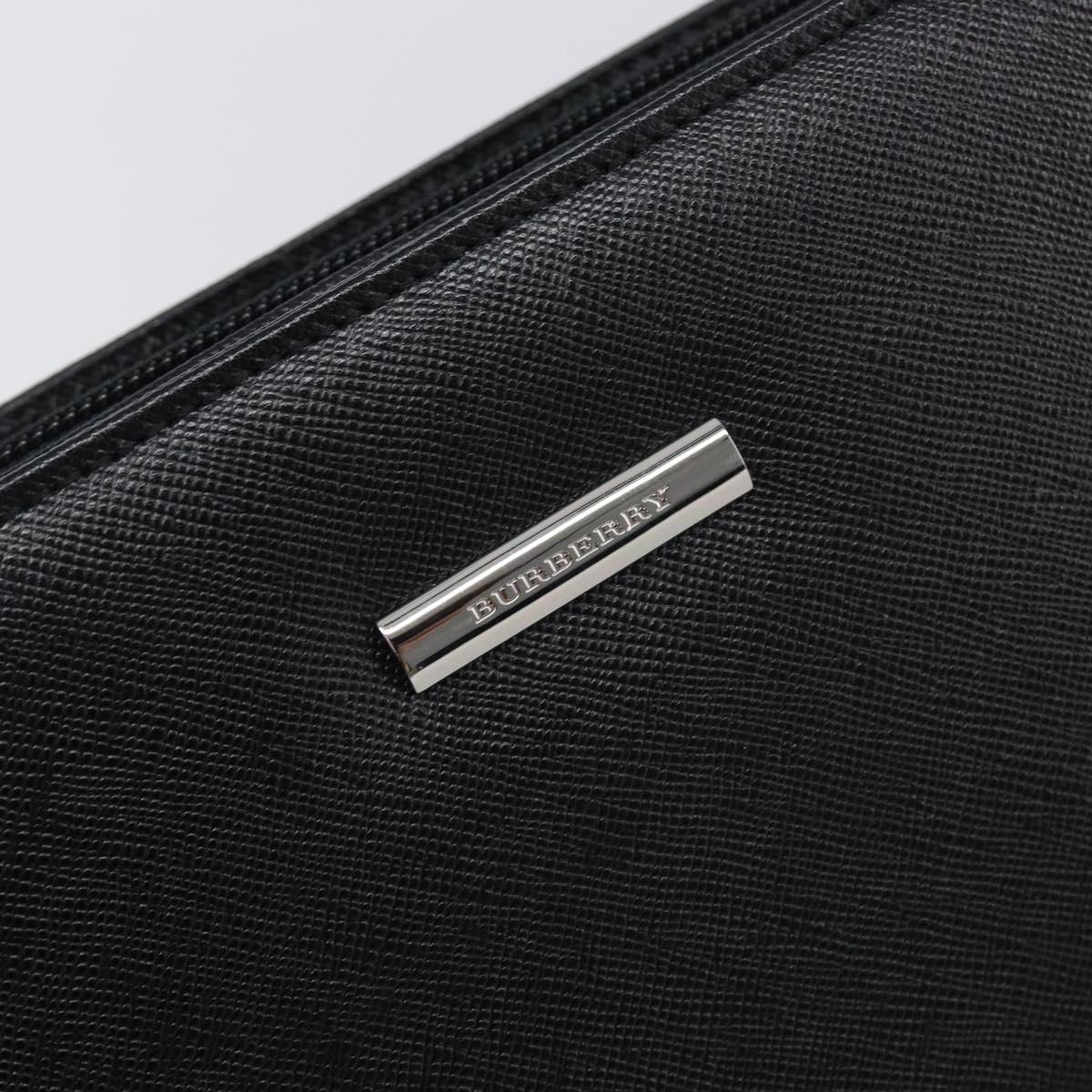 BURBERRY Hand Bag PVC Canvas Black Silver Auth am13007V