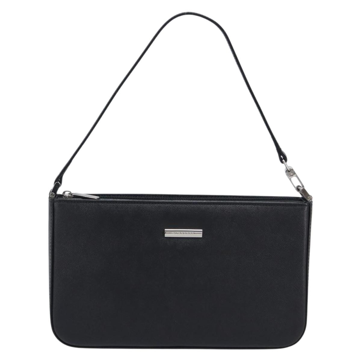 BURBERRY Hand Bag PVC Canvas Black Silver Auth am13007V