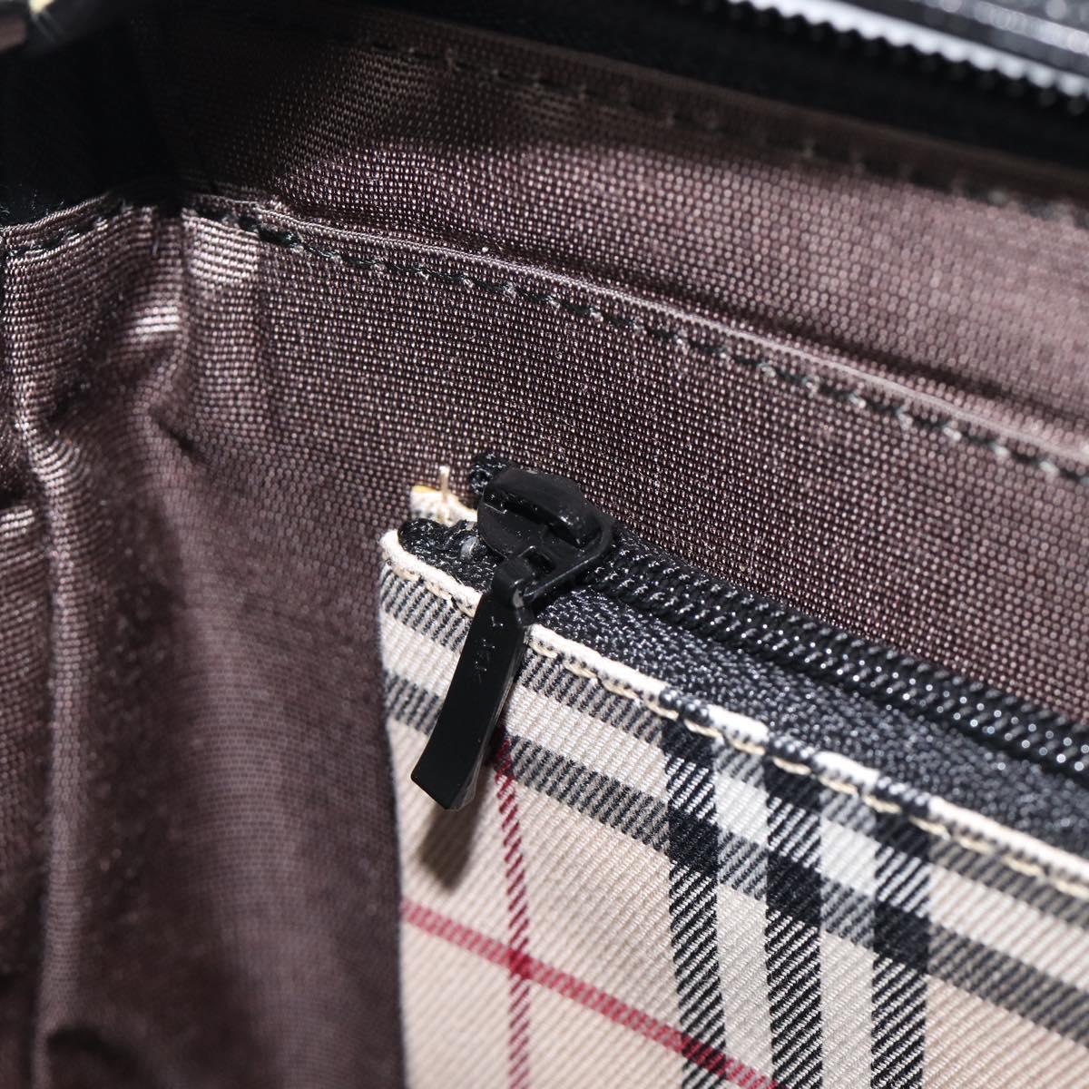 BURBERRY Hand Bag PVC Canvas Black Silver Auth am13007V