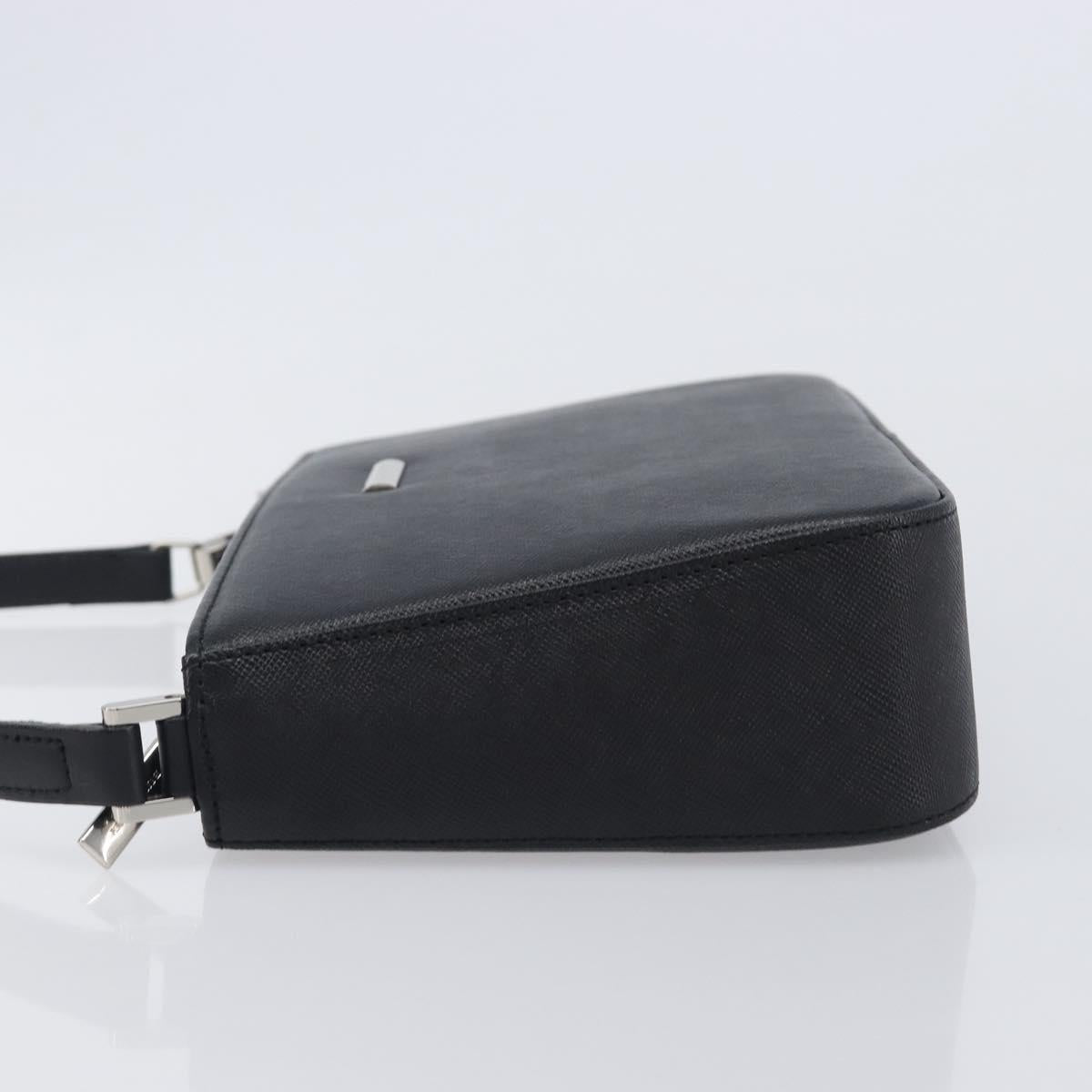 BURBERRY Hand Bag PVC Canvas Black Silver Auth am13007V