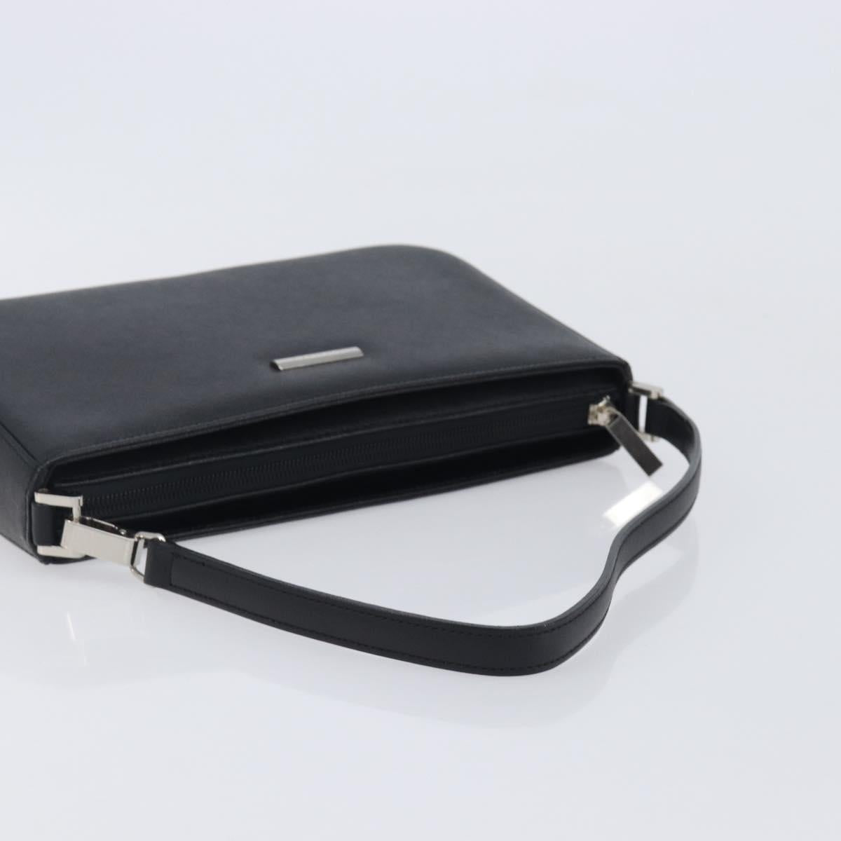 BURBERRY Hand Bag PVC Canvas Black Silver Auth am13007V