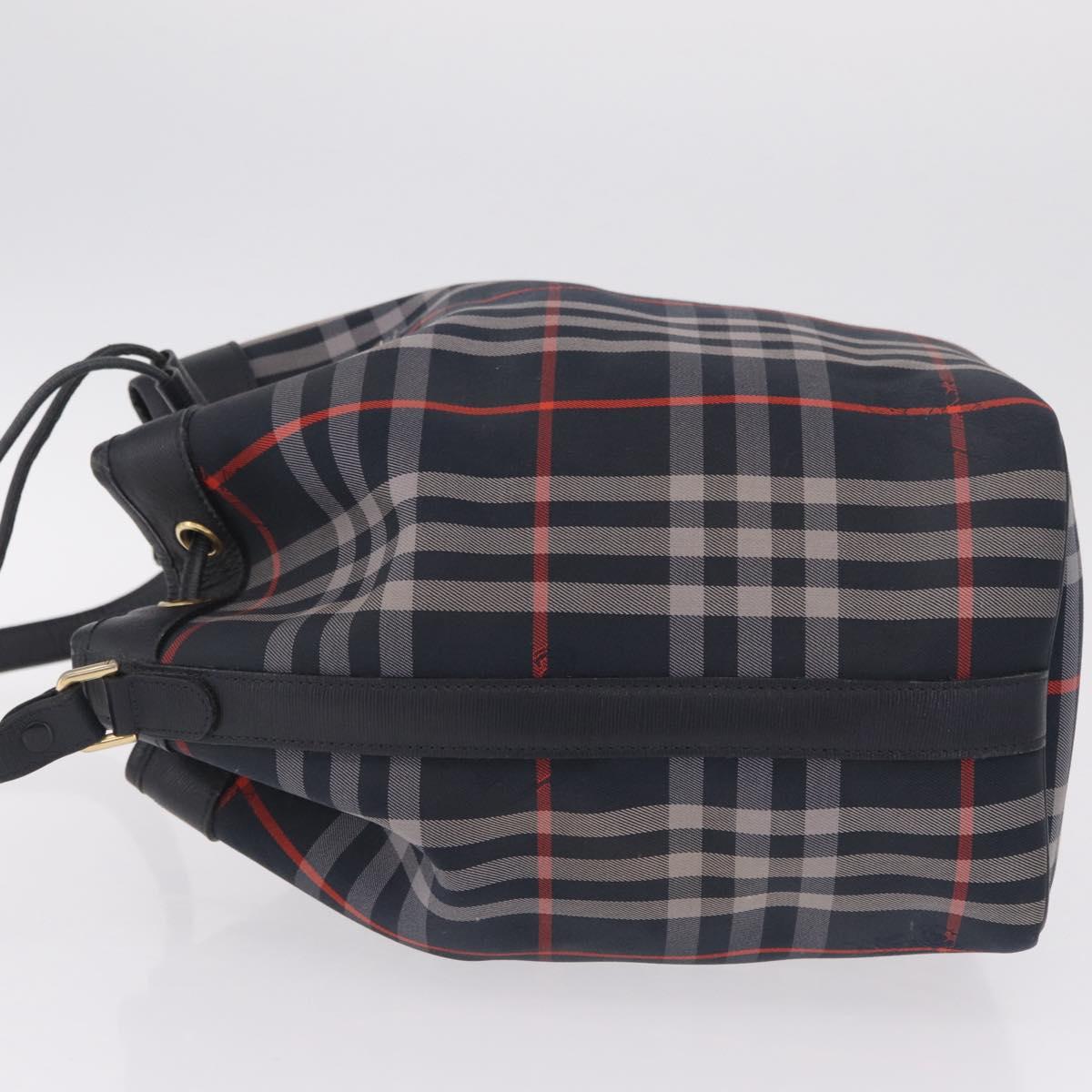 Burberrys Nova Check Purse Shoulder Bag Canvas Black Gold Auth am13008A