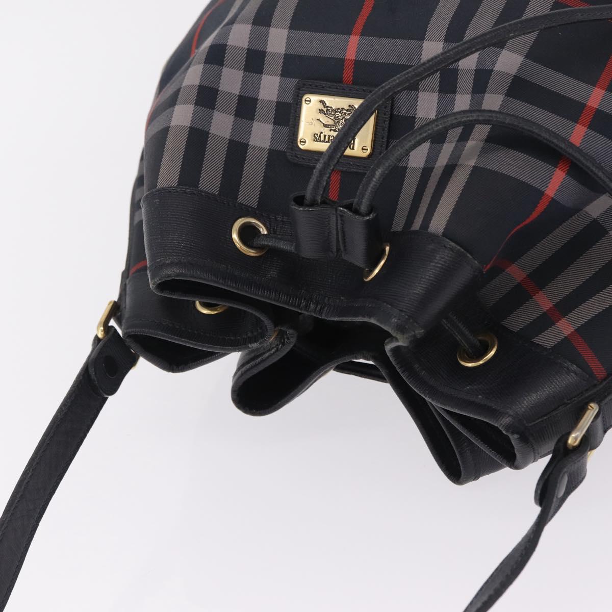 Burberrys Nova Check Purse Shoulder Bag Canvas Black Gold Auth am13008A