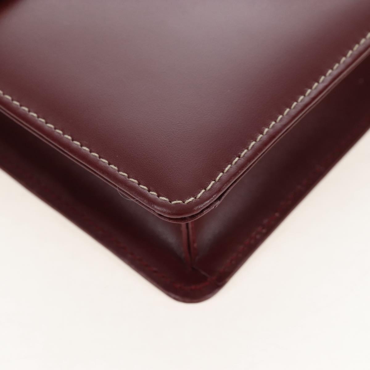 Cartier Must Line Shoulder Bag Leather Bordeaux Gold Auth am13009V